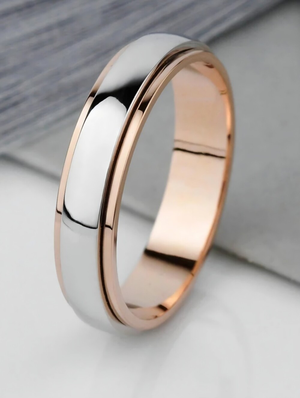 Mens Wedding Ring High Shine Two Tone Band Traditional Fashion Jewelry Size 13